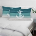 thumbnail image 4 of Nautical Anchor Teal Green Body Pillow Cover, Pillowcase Protectors with Zipper, Breathable Decorative Throw Pillow Case Cover, Coastal Ocean Ombre Striped Pillow Shams for Couch Sofa 24x36Inch, 4 of 8