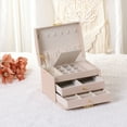 thumbnail image 6 of REGALWOVEN 3 Layer Accessory Box, PU Leather Accessory Organizer Case Storage Display Holder with Drawer Light Pink, 6 of 7