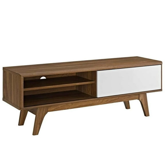 Allora Modern Wood TV Stand for TVs up to 48" in Walnut/White