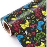 Gaming Wrapping Paper Roll - Mini Roll - 17 Inch x 33 Feet - Video Game Design, Perfect for Game Lover Kids Boys Birthday