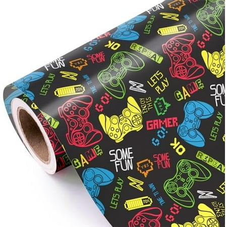 Gaming Wrapping Paper Roll - Mini Roll - 17 Inch x 33 Feet - Video Game Design, Perfect for Game Lover Kids Boys Birthday