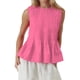 thumbnail image 3 of Blusa Plisada Sin Mangas con Peplum de Verano para Mujer, Estilo Babydoll Y2K con Cuello Redondo. Rosa L, 3 of 9