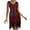 Red, variant on IROINNID V-Neck A-Line Dress For Women Fashion Gorgeous Retro Style Sequins Beads Front And Back Fashion Tassel Dress Comfort Waist Dress