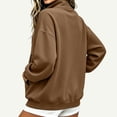 thumbnail image 5 of Zynoxe Women's Pullover Sweatshirt Classic Stand Collar Half Zip Sweatshirt for Women Relaxed Drop Shoulder Long Sleeve Sweatshirt Fashion Color Block Top with Pockets & Elastic Ribbed Cuffs XL, 5 of 8