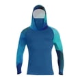 thumbnail image 3 of Men's Geometric Print Sun Hoodie With Built-In Face Mask And Thumbholes Featuring UPF 50+ Protection For Fishing Hiking Hunting Dark Blue M, 3 of 5