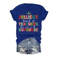 thumbnail image 4 of TSADFHJI Chemises de Noël pour Femmes Rouge T-Shirt Décontracté Col Rond Imprimé de Noël Manches Courtes Festif Haut de Vacances L Bleu, 4 of 4