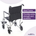 thumbnail image 3 of ProHeal 19” Transport Wheelchairs for Adults, Foldable and Lightweight - Steel Wheel Chair, Padded Armrests, and Swing Away Footrests, 3 of 7
