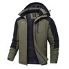 Tyhengta Men's Winter Skiing Jackets Water Resistant Fleece Coats Insulated Thermal Snowboard Jacket Parka Raincoat with Hood Armygreen-Black XL