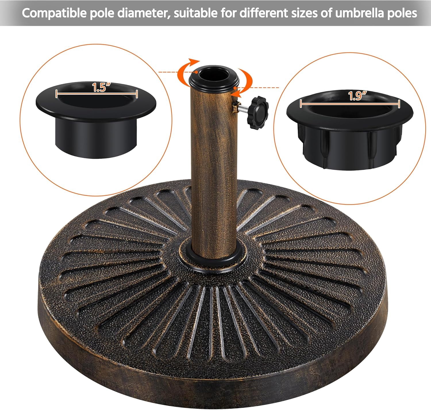 GMNIU 26.5lbs Umbrella Base Heavy Duty Market Umbrella Stand Round Outdoor Stand for Patio & Garden