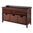 thumbnail image 1 of Adriana 4pc Storage bench with baskets in walnut, 1 of 9