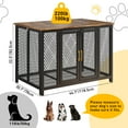 thumbnail image 3 of 48" Flip-Top Dog Crate Furniture, Heavy-Duty Rustic Wood Kennel End Table for Dogs Up to 100 Lbs, Indoor Escape-Proof Pet Cage, 3 of 8