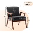 thumbnail image 2 of MIKIBAMA Mid-Century Modern Chair with Solid Wood Frame, Accent Chair Extra-Thick Backrest, Black PU, 2 of 10