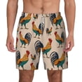 thumbnail image 2 of Picia Rooster pattern Mens Swim Trunks with Compression Liner Stretch Beach Shorts Quick Dry with Zipper Pockets No-Chafing Board Shorts-X-Large, 2 of 9
