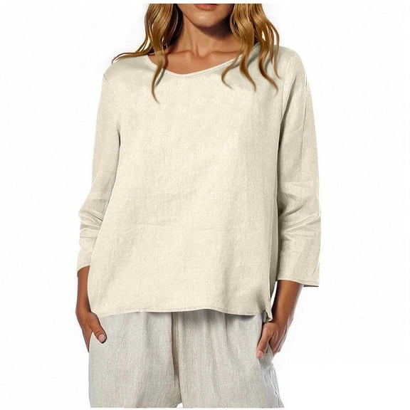 Plus Size Tops Fashion Casual Printed Round Neck 3/4 Sleeve T-shirt Loose And Comfortable Tops Long Sleeve Shirts Fall Clothes Casual Tshirts Basic Tee