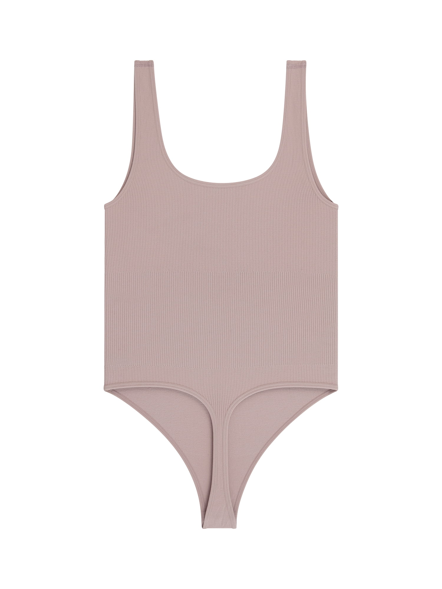 No Boundaries Women's Seamless Smoothing Rib Square Neck Bodysuit, Sizes XS-XXXL