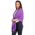 thumbnail image 2 of Sakkas 78" X 28" Rayon from Bamboo Soft Solid Pashmina Feel Shawl / Wrap / Stole - Purple - One Size, 2 of 4