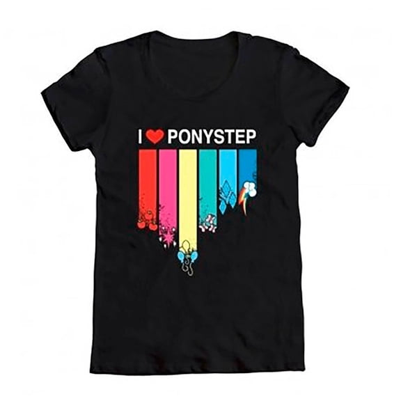 My Little Pony I Heart Ponystep Juniors Black T-Shirt