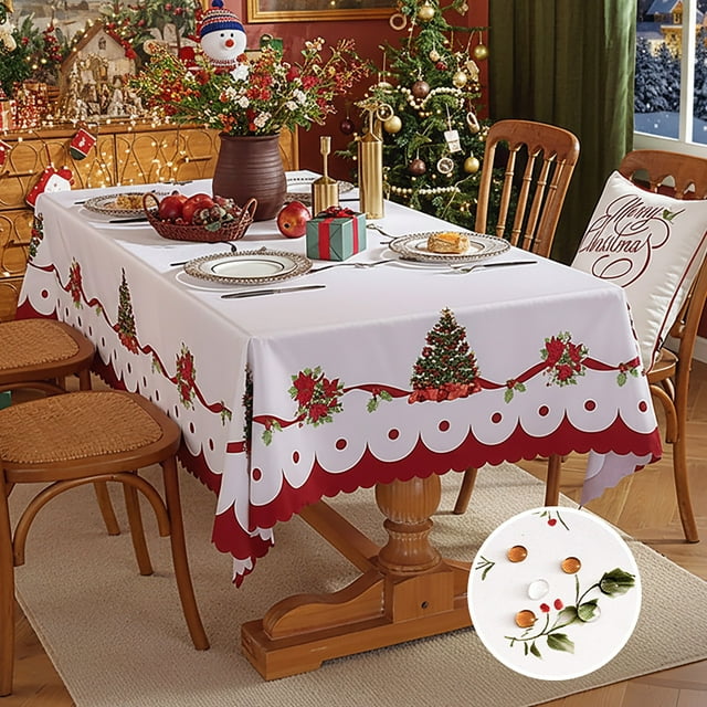 Christmas Decorations Table Cloth Christmas And Anti Tablecloth Creative Printed Dining Table Mat Coffee Table Cloth Festive Atmosphere Decoration Disposable Thickened Tablecloth