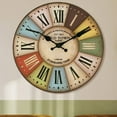 thumbnail image 2 of DESIGNICE Wall Clock,Wooden Frame Large Wall Clock,Large Dial Silent Performance Wall Clocks Battery Operated,Style8,12", 2 of 4