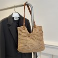 thumbnail image 2 of Bolso tejido de algodón para otoño e invierno 2025, nuevo bolso de hombro de gran capacidad para mujer, diseño de nicho, bolso de mano hueco, 2 of 5
