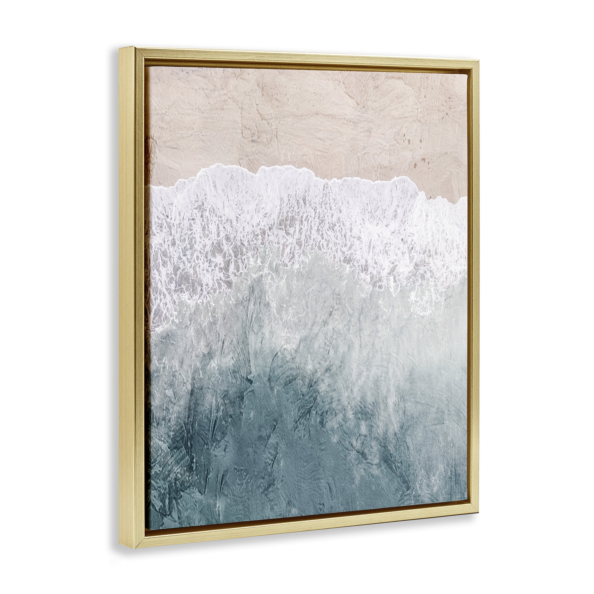 Stupell Industries Beach Top Shore Gold Framed Floater Canvas Wall Art, design by Kim Allen