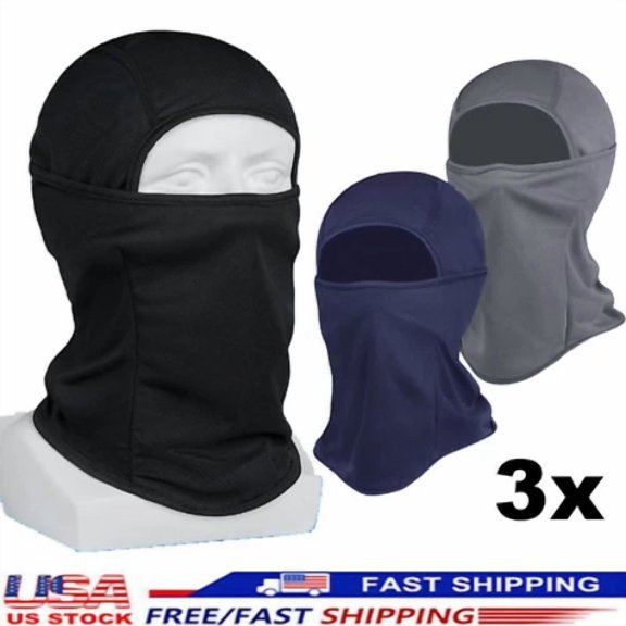 3Pc Balaclava Face Mask Uv Protection Ski Sun Hood Tactical Masks For Men Women