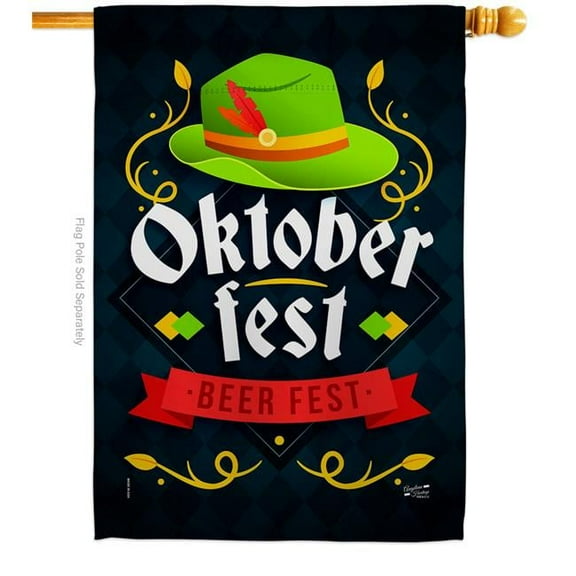 Angeleno Heritage H137621-BO Oktober Fest Beverages Beer 28 x 40 in. Double-Sided Decorative Vertical House Flags for Decoration Banner Garden Yard Gift