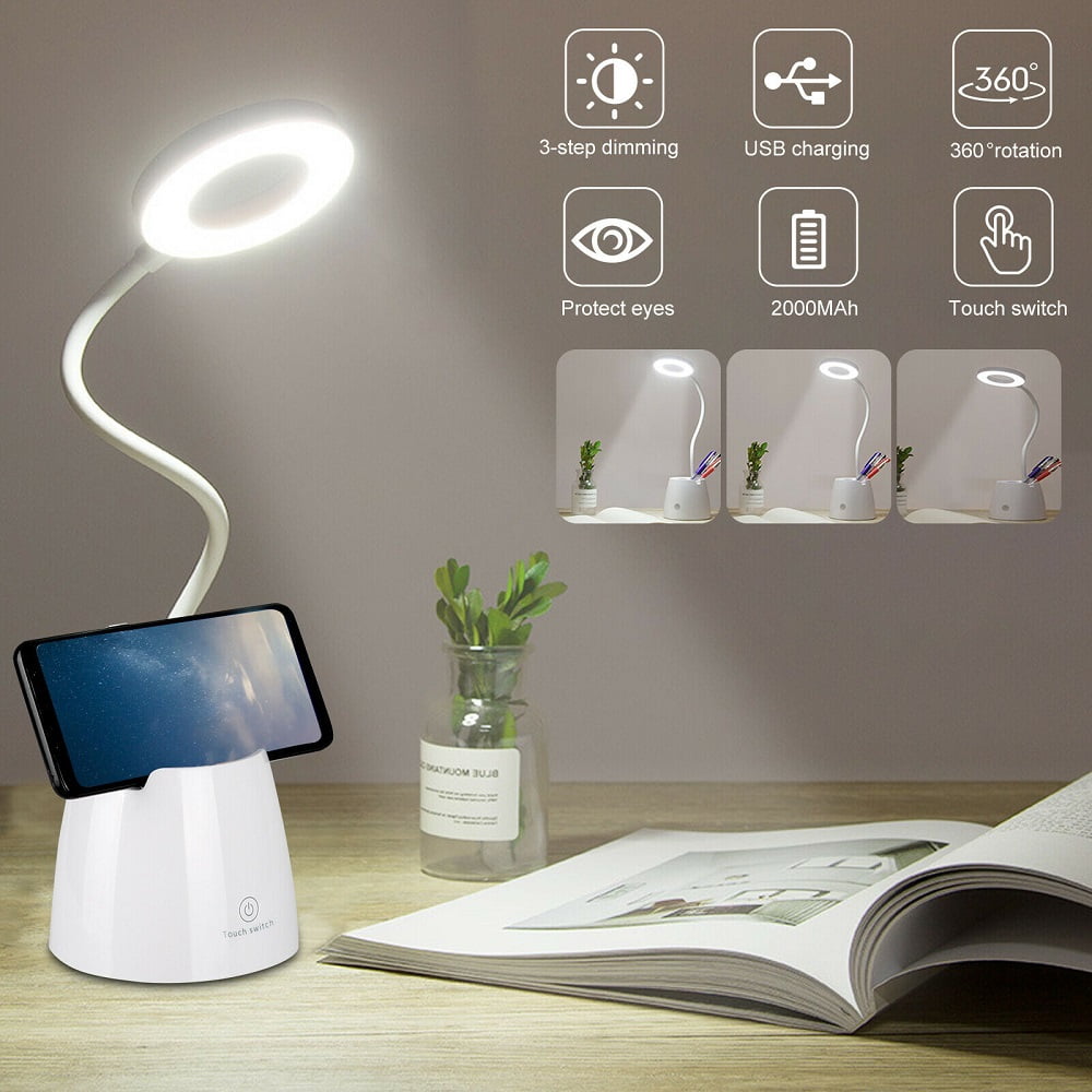LED Desk Light Bedside Reading Lamp Dimmable Rechargeable Table Touch Control US 