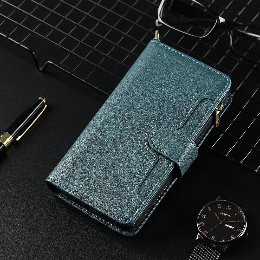 Case for Motorola Moto G PURE Cover Zipper Magnetic Wallet Card Holder PU Leather Flip Case - Green