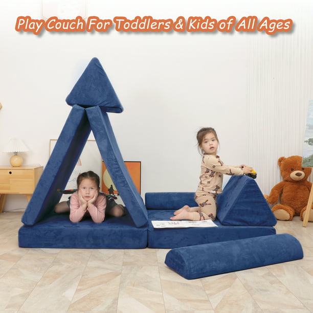 Tolead 6 pcs Navy Furniture, Large, Play for Toddlers, Couch Kids Imaginative Blue