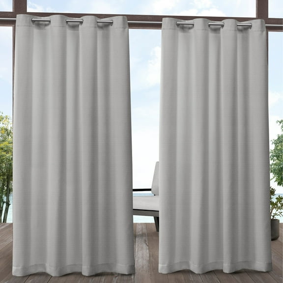 Exclusive Home Aztec Indoor/Outdoor Grommet Top Curtain Panel Pair, 54"x84", Silver