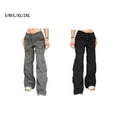 thumbnail image 3 of maskred Pantalon Vintage Large Large Applicable Occasions Confortables à Porter la Taille Appropriée Jeans Femme Gris Vert XXL, 3 of 6