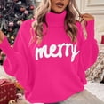 thumbnail image 2 of yoeyez Christmas Sweater for Women Turtleneck Knitted Pullover Outerwear Batwing Long Sleeve Jumper Tops Merry Christmas Sweaters, 2 of 7
