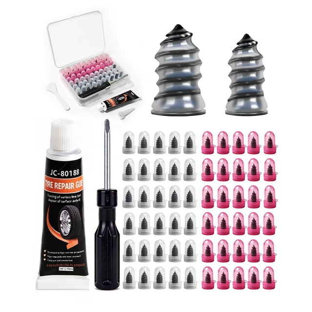Kit de reparación de neumáticos MADETEC de 60 piezas con tapones de goma y sellador