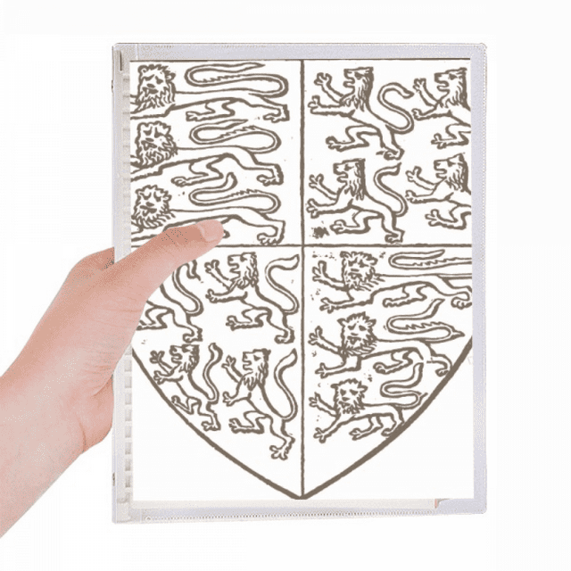 Noir Blanc Art Baroque Bouclier Lion Modèle Carnet Journal Libre Papeterie Rechargeable