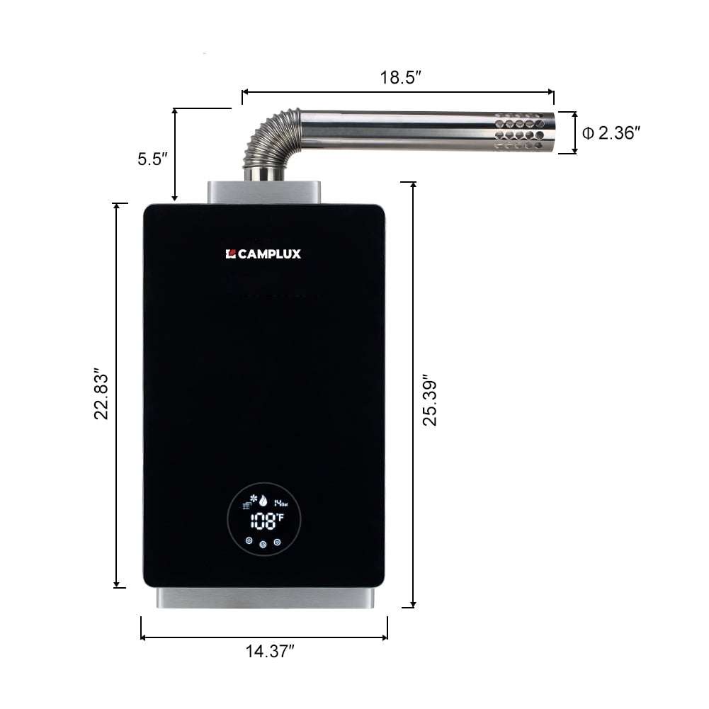 CAMPLUX 3.18 GPM 82,000 BTU Natural Gas Indoor Tankless Water Heater with Vent Pipe