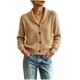 thumbnail image 2 of TGSLY Cable Knit Cardigan for Women Soft Casual Shawl Collar Button Down Long Sleeve Sweater Relaxed Dressy Solid Color Cropped Tops S, 2 of 6