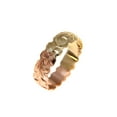 thumbnail image 1 of 14k yellow rose gold 2 tone custom hand engraved Hawaiian scroll maile ring 6mm cut out size 6.5, 1 of 8