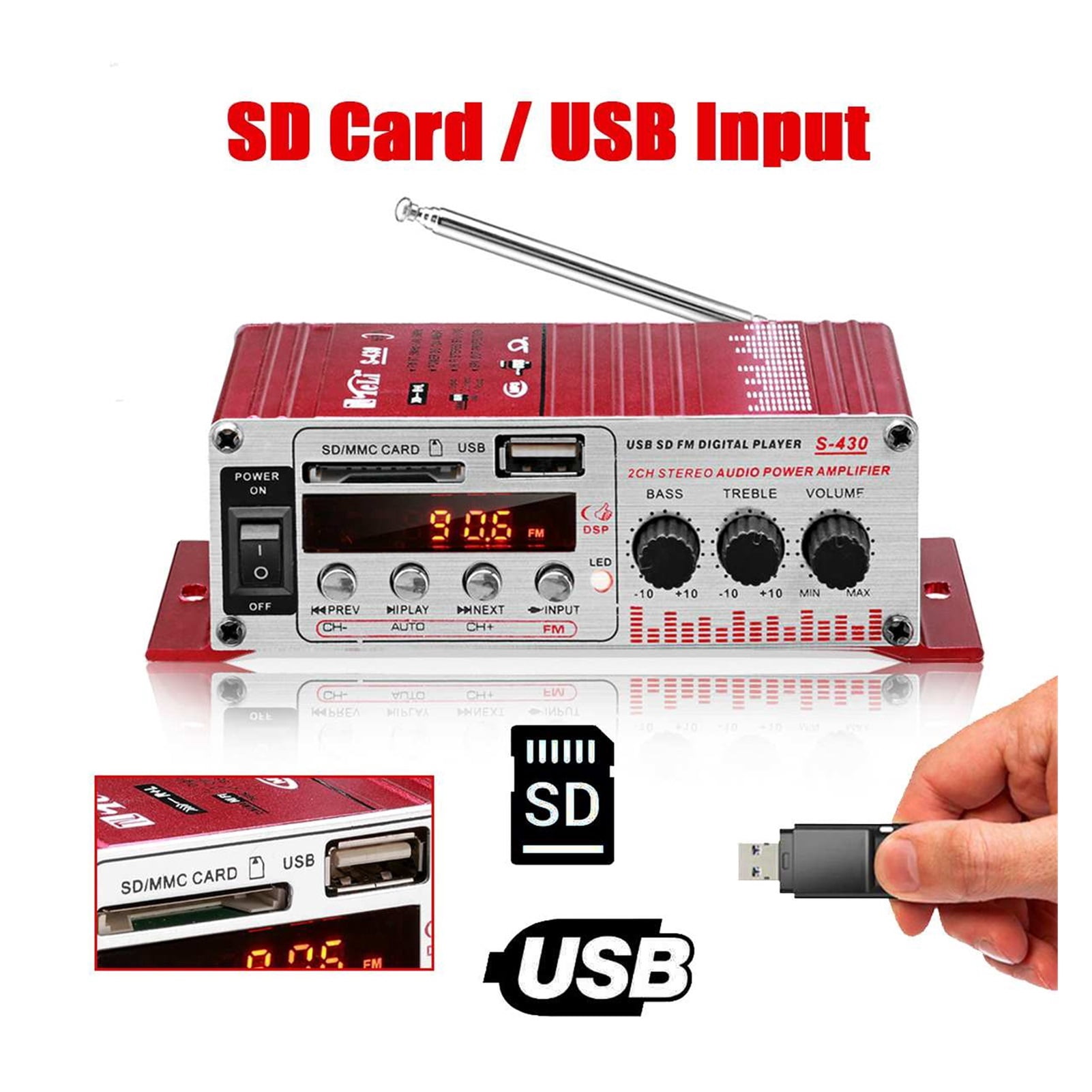 S430 600W Audio Home Digital Amplifiers LCD Display Car Audio Bass Power Amplifier FM USB SD Radio Subwoofer Speakers