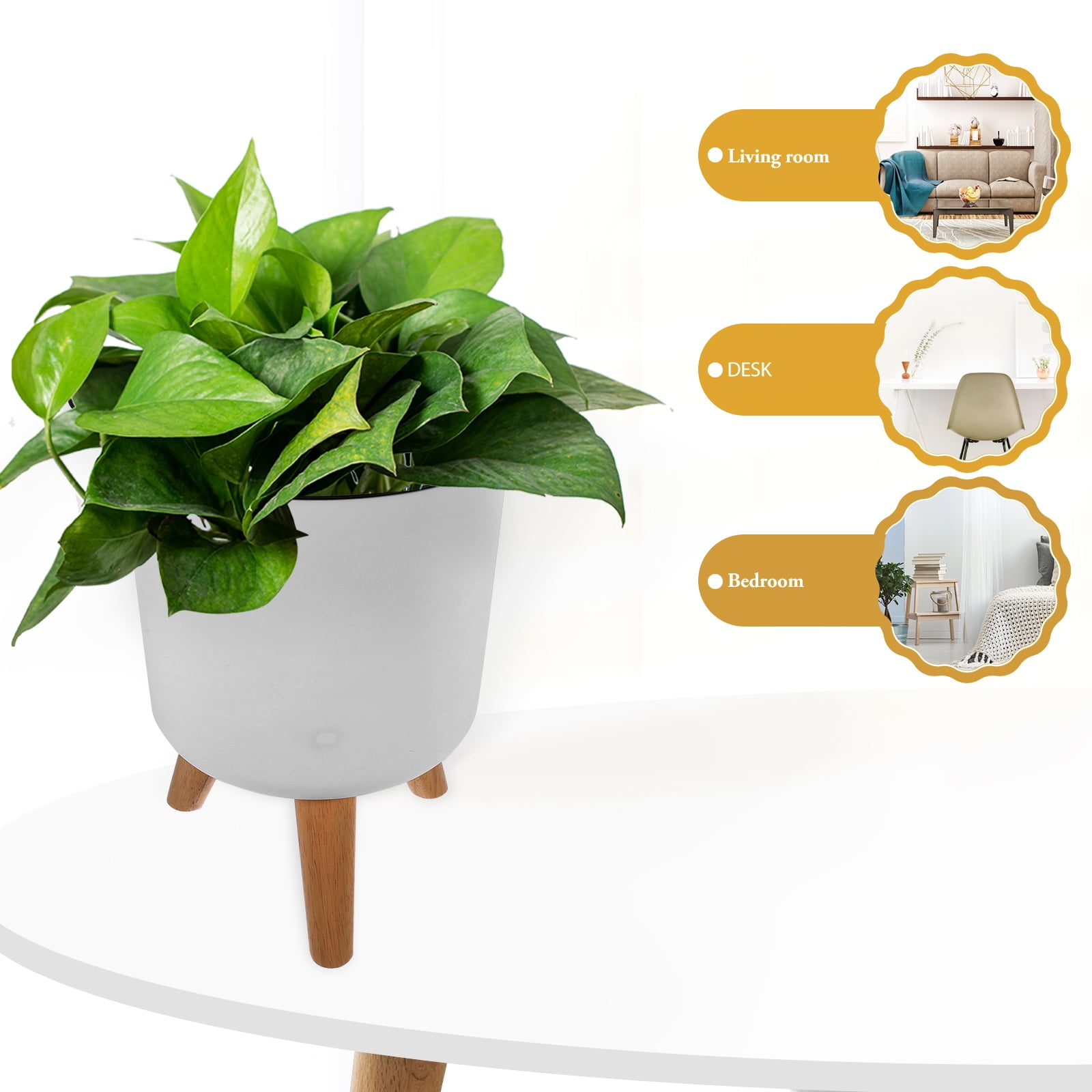OUNONA White Self-Watering Planter Pot with Modern Design for Indoor and Outdoor Home Gardening, 1 Piece
