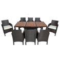 thumbnail image 2 of 9 Piece Outdoor Dining Set with 8 Chairs, Patio Wicker Dining Table Chairs Conversation Set with Seat Cushions and Acacia Wood Top Table, 2 of 7