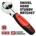 thumbnail image 2 of Powerbuilt 3/8 Inch Drive Swivel Head Stubby Ratchet - 940482, 2 of 6