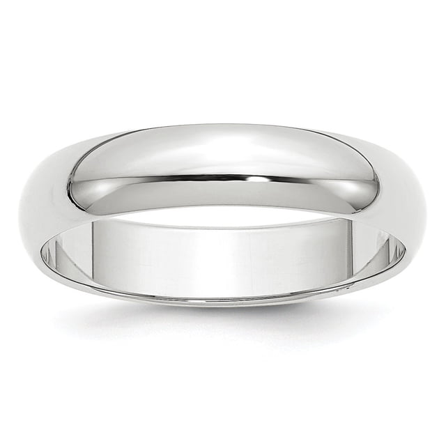 Or Blanc 14 Carats Demi-Rond Poli Gravable 5mm Demi-Rond Bague Taille 6.5 Bijoux Cadeaux pour Femmes