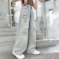 thumbnail image 6 of Ruyang Girls Star Patch Jeans Cute Wide Leg Y2K Loose Denim Pants Teens Baggy Elastic High Waist Jeans Preppy Trousers, 6 of 9