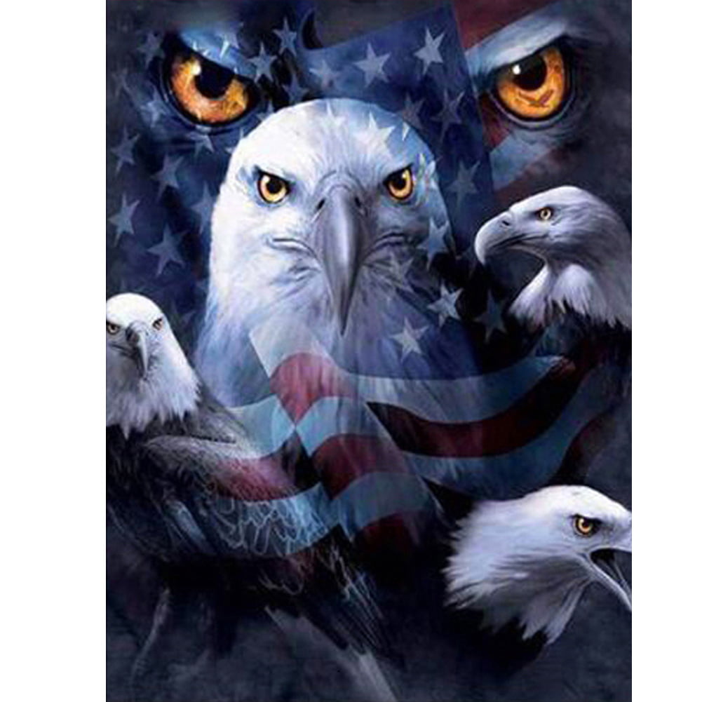 Diamond Painting Kit for Adults 11.8x15.8In 11.5In x 15.8In BENBO DIY 5D Full Drill Eagle with US Flag Rhinestone Embroidery Cross Stitch Arts Craft Canvas Wall Decor 