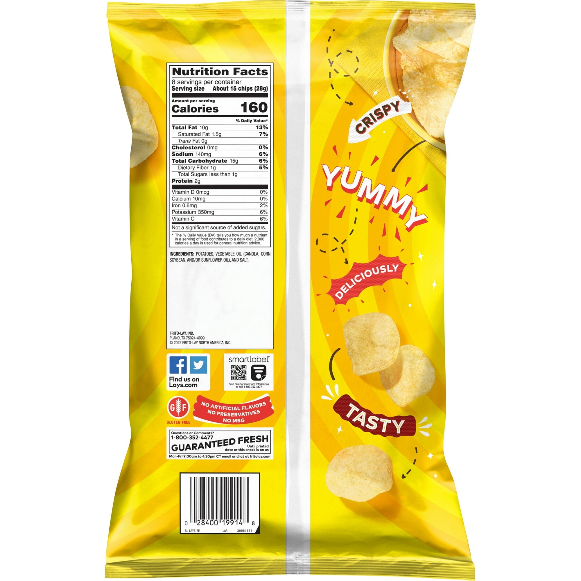 Lay's Classic Potato Chips, 8 oz Bag(pack of 6)