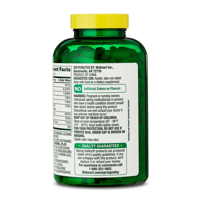 Spring Valley Super Vitamin B-Complex Dietary Supplement Tablets