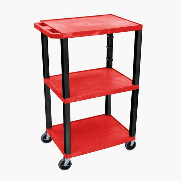 FSE 373-UCPL1R-B 42"H 3-Shelf Utility Cart - Red Shelves, Black Legs