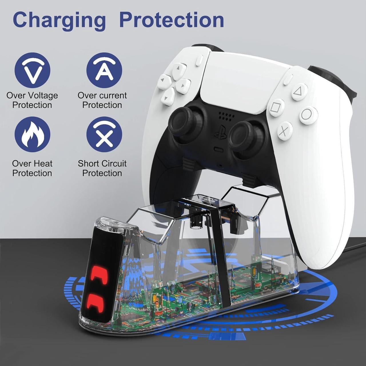 PS5 Slim Controller Charger Station,Fast Charging PS5 Controller Charger for Edge & Dual Controller,Ps5 Controller accessories with Charging Cable,Ps5 controller Stand Dock with RGB LED Indicators thumbnail 8