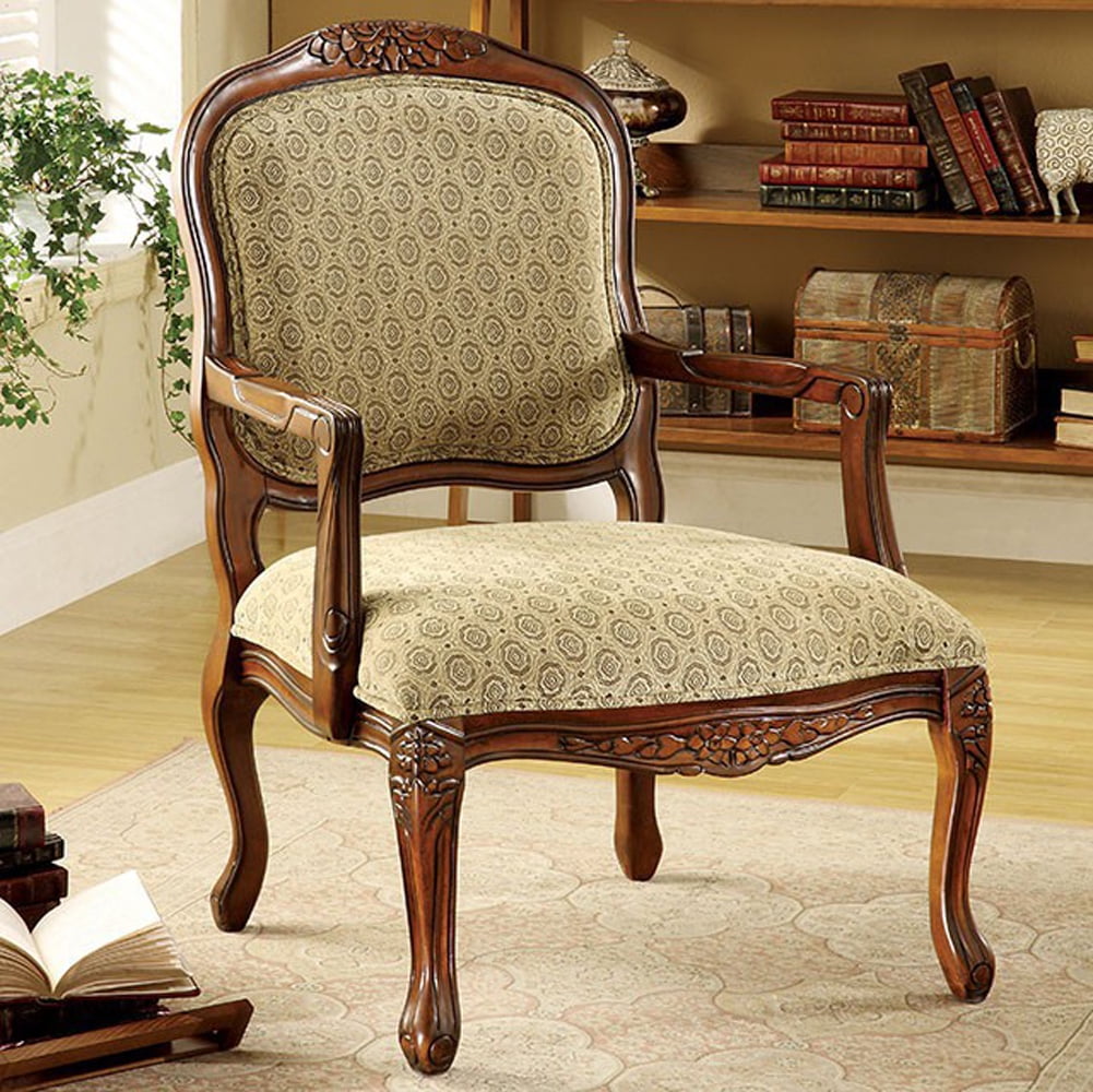 antique accent chair wood arms        <h3 class=